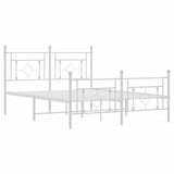 Metal Bed Frame without Mattress with Footboard White 140x190cm 374406