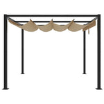 ZNTS Garden Gazebo with Retractable Roof Taupe 3x3 m Steel 4003961