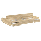 Storage Bed Frame Sonoma Oak 120 x 190 cm Engineered Wood 3335327