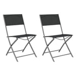 Folding Outdoor Chairs 2 pcs Black Steel and Textilene 318766