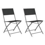 Folding Outdoor Chairs 2 pcs Black Steel and Textilene 318766
