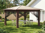 Gazebo with 4 Sidewalls 2.6 x 2.6 m Cream and Brown 42036804
