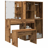 Dressing Table Set with LED Old Wood Engineered Wood 3329181