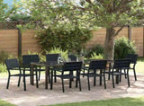Garden Dining Set 9 pcs Black Powder-Coated Steel 3379148