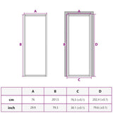 Interior Door 76x201.5 cm White Matt Glass and Aluminium 350580