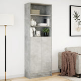 Highboard with LED Concrete Grey 69x32.5x200 cm Engineered Wood 3307908