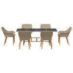 Garden Dining Set with Cushion 7 pcs Beige Poly Rattan 3261629
