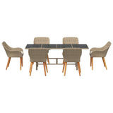 Garden Dining Set with Cushion 7 pcs Beige Poly Rattan 3261629