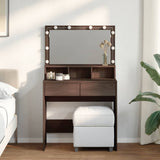 Dressing Table with LED Brown Oak 80x41x134.5 cm 848191