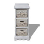 Wooden Storage Rack 3 Weaving Baskets White 240796