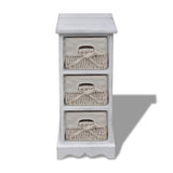 Wooden Storage Rack 3 Weaving Baskets White 240796