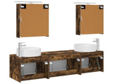 Bathroom Cabinet Set 5 pcs Smoked Oak Engineered Wood 3406555