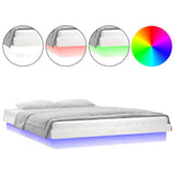 LED Bed Frame without Mattress White 200x200 cm Solid Wood 819993