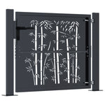 Garden Gate Anthracite 105x80 cm Steel Bamboo Design 153178