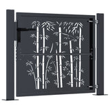 Garden Gate Anthracite 105x80 cm Steel Bamboo Design 153178