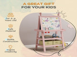3 in 1 Kids Easel Double-Sided Magnetic Whiteboard and Chalkboard with Paper Roll, Storage Baskets T3398P378908