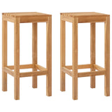 Bar Stool 2 pcs Natural Solid Teak Wood 42030009