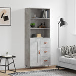 Highboard Concrete Grey 69.5x34x180 cm Engineered Wood 3189993