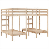 Triple Bunk Bed Frame 140x200/70x140 cm Solid Wood Pine 3308577