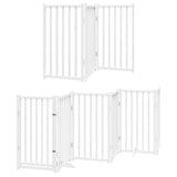 Dog Gate with Door Foldable 12 Panels White 600 cm Poplar Wood 3155707