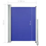 Patio Retractable Side Awning 100x300 cm Blue 48341