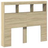 Headboard Cabinet with LED Sonoma Oak 120x17x102 cm 839191