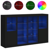 Sideboards with LED Lights 3 pcs Black Engineered Wood 3209136