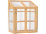 Wooden Cold Frame Polycarbonate Greenhouse with Openable Top Cover and Double Door, Grow House for T3398P377627
