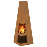 Fire Pit Brown 35 x 35 x 100 cm Weather Steel 858947