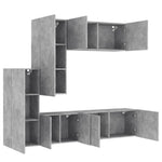 ZNTS 5 Piece TV Wall Units Concrete Grey Engineered Wood 3216492