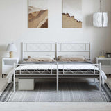 Metal Bed Frame without Mattress with Footboard White 183x213cm 372349