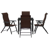 Garden Dining Set 5 pcs Brown Powder-Coated Steel 3379262