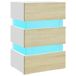 ZNTS LED Bedside Cabinet White and Sonoma Oak 45x35x67 cm Engineered Wood 326845