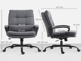 Double Padded Linen-Look Office Chair - Charcoal Grey T3398P377411