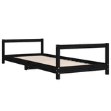 Kids Bed Frame Black 90x200 cm Solid Wood Pine 834395