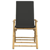 3 Piece Folding Bistro set with Dark Grey Cushions Bamboo 3208932