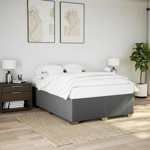 ZNTS Bed Frame without Mattress Dark Grey Double Fabric 3284508