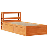 Bed Frame with Headboard Wax Brown 100x200 cm Solid Wood Pine 3306350