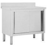 ZNTS Work Table with Sliding Doors 100x50x cm Stainless Steel 51050