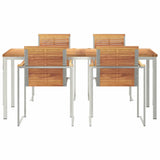 Garden Dining Set 5 pcs Solid Teak Wood and Stainless Steel 3334825