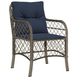 3 Piece Bistro Set with Cushions Grey Poly Rattan 3212180