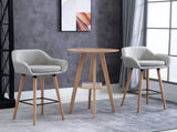 Set of 2 Bar Stools Modern Upholstered Seat Bar Chairs w/ Metal Frame, Solid Wood Legs Living Room T3398P328157