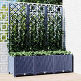 Garden Planter with Trellis Blue Grey 120x40x136 cm PP 318253