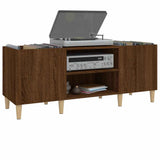 Record Cabinet Brown Oak 121x38x48 cm Engineered Wood 831932