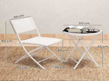 3 Pieces Outdoor Bistro Set, Glass Top Outdoor Table and 2 Folding Chairs with Protecting Feet, T3398P328516