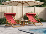 Deck Chair 2 pcs 3 Position Solid Eucalyptus Wood Red 3407807