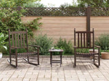 Rocking Chairs 2pcs with Foldable Table Brown Solid Wood Poplar 3281591