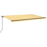 Manual Retractable Awning with LED 500x350 cm Yellow and White 3069223