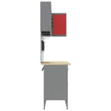 Work Cabinet Set with Drawer with Shelf 12 pcs Red and Grey 3321507