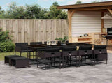 13 Piece Garden Dining Set with Cushions Black Poly Rattan 3211339